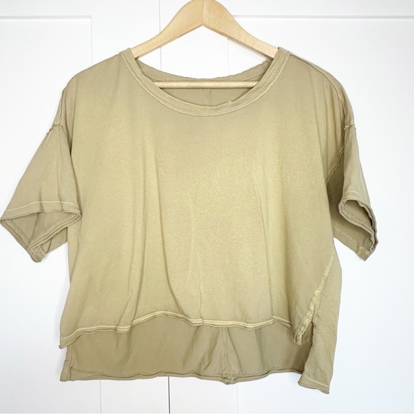 Pilcro Anthropologie Sustainable Vegetable-Dye Tee Medium green 100% cotton crop - Picture 6 of 12